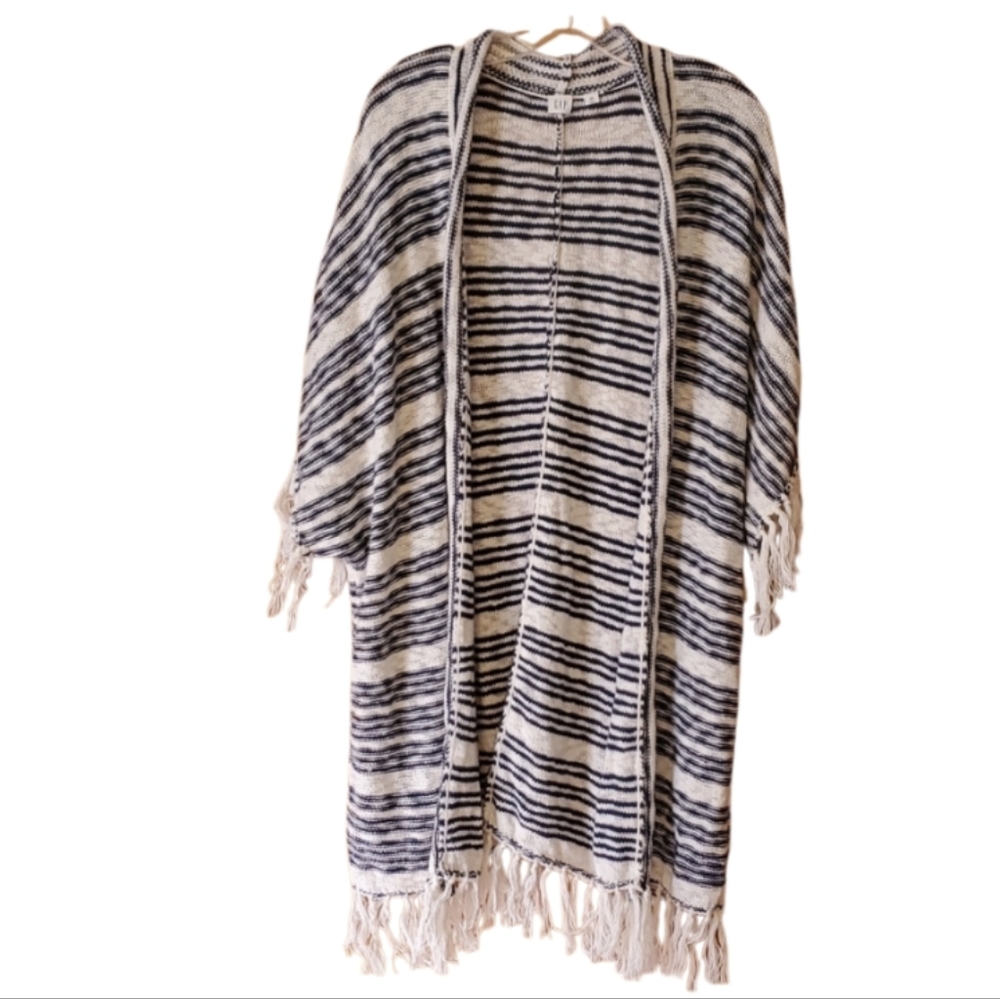 GAP Womans Oversized‎ Striped Fringe Open Cardigan Size XS